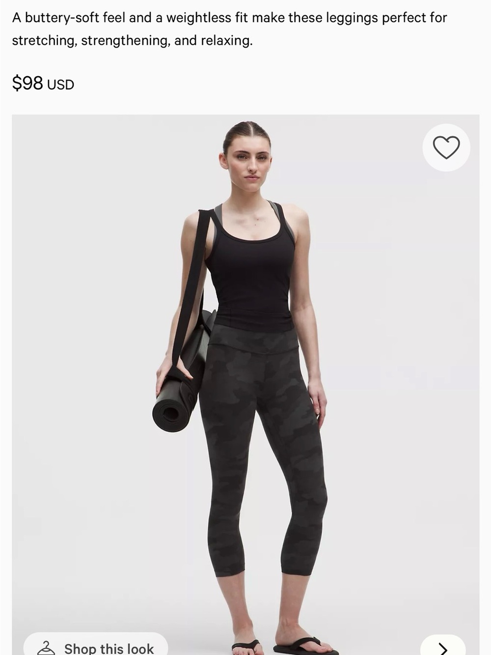 lululemon athletica Black/Camo High-Rise Cropped Leggings